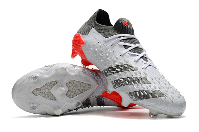 Adidas Predator Freak .1 FG Soccer Cleats – Low Top – White/Iron Metallic/Solar Red