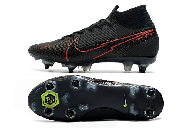 Nike Mercurial Superfly 7 Elite SG-PRO Anti-Clog Football Boots Black/Red - Cano Alto