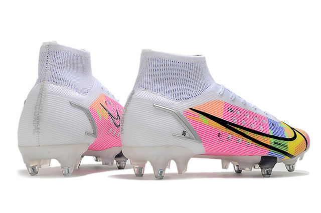 Nike Mercurial Superfly VIII Elite SG-PRO Anti-Clog Turf Soccer Cleat White/Pink - High Top