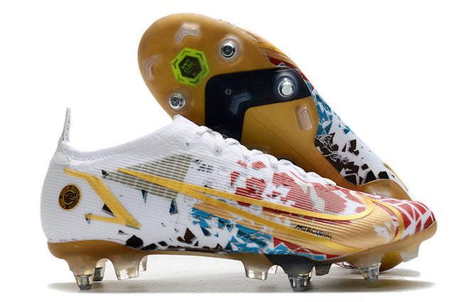 Nike Mercurial Vapor XIV Elite SG PRO Anti Clog Firm-Ground Soccer Cleats - White/Gold
