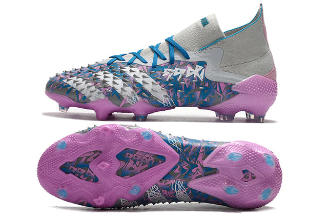 Adidas Predator Freak .1 FG Soccer Cleats – High Top – Gray/Blue/Pink