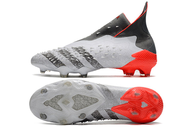 Adidas Predator Freak+ FG Soccer Cleats – High Top – White/Iron Metallic/Solar Red