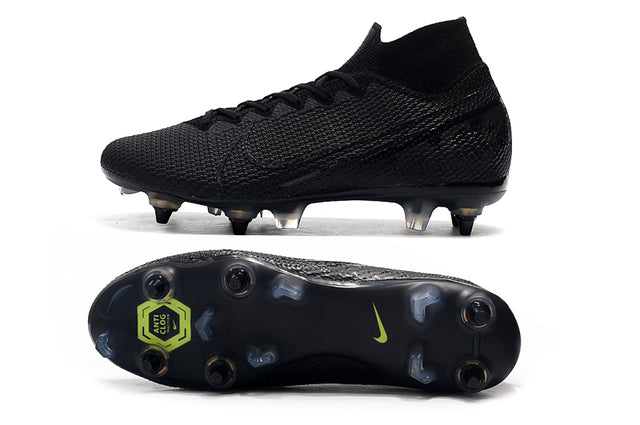 Nike Mercurial Superfly 7 Elite SG-PRO Anti-Clog Traction Football Boots All Black - Cano Alto