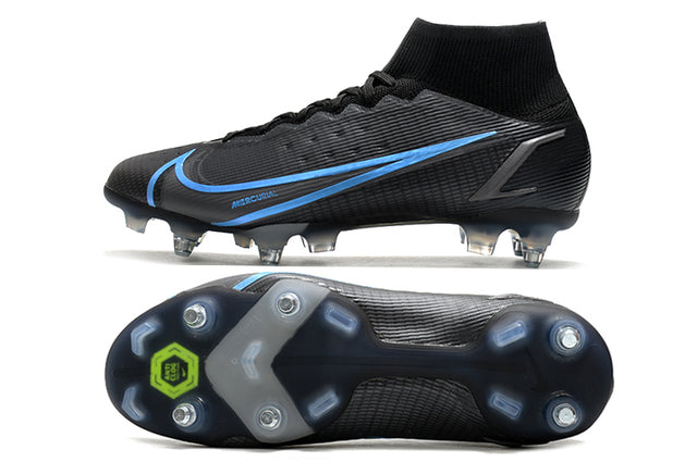 Nike Mercurial Superfly VIII Elite SG-PRO Anti-Clog Traction Football Boots Anti Clog Black/Blue - High Top