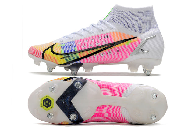 Nike Mercurial Superfly VIII Elite SG-PRO Anti-Clog Turf Soccer Cleat White/Pink - High Top