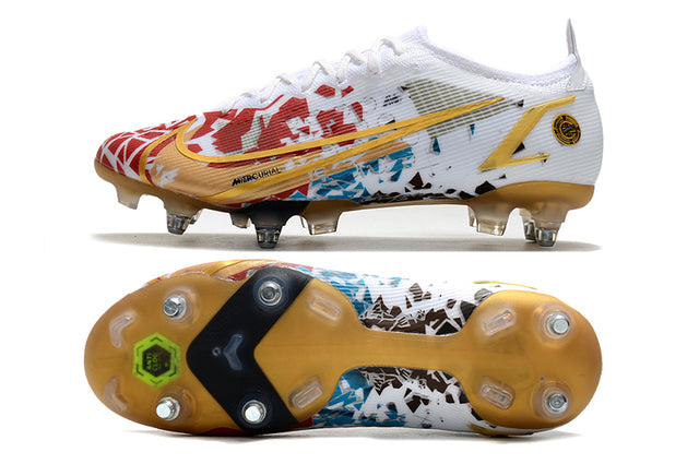 Nike Mercurial Vapor XIV Elite SG PRO Anti Clog Firm-Ground Soccer Cleats - White/Gold
