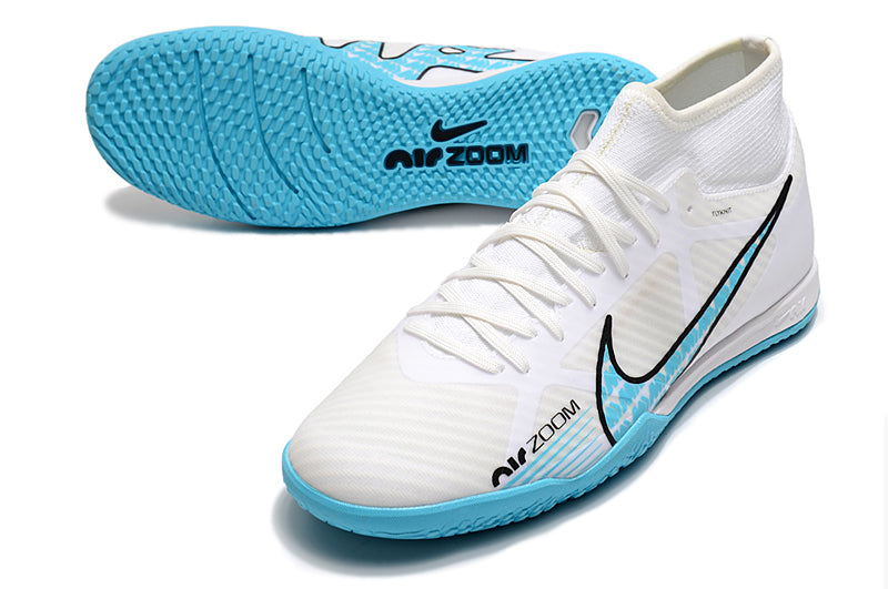 Nike Air Zoom Superfly 9 TF Futsal Shoes - White/Blue - High Top