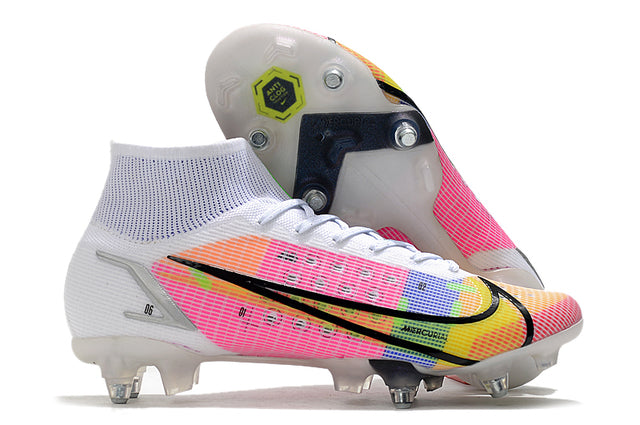 Nike Mercurial Superfly VIII Elite SG-PRO Anti-Clog Turf Soccer Cleat White/Pink - High Top