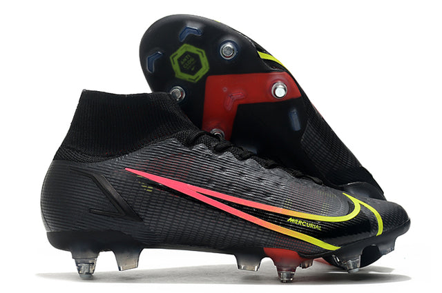 Nike Mercurial Superfly VIII Elite SG-PRO Anti-Clog Turf Soccer Cleat Black/Yellow - Cano Alto
