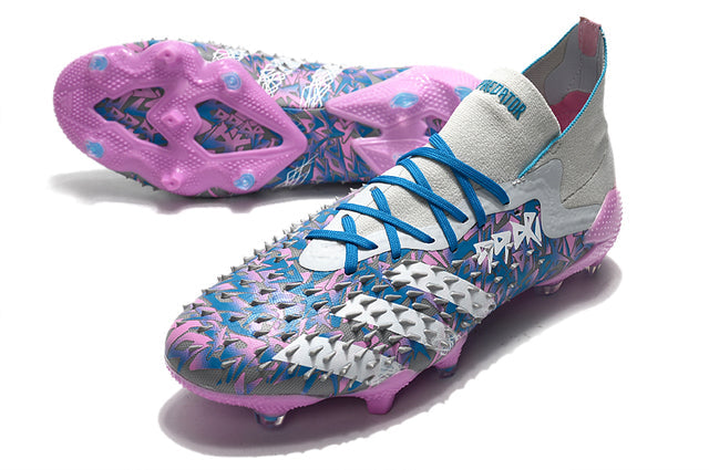 Adidas Predator Freak .1 FG Soccer Cleats – High Top – Gray/Blue/Pink
