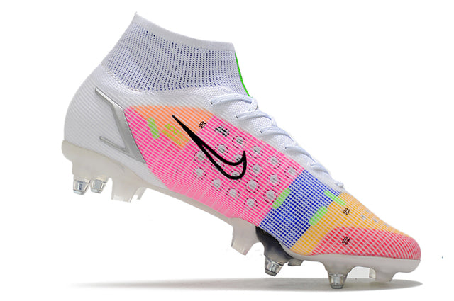 Nike Mercurial Superfly VIII Elite SG-PRO Anti-Clog Turf Soccer Cleat White/Pink - High Top