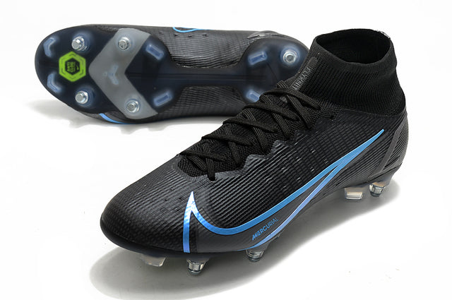 Nike Mercurial Superfly VIII Elite SG-PRO Anti-Clog Traction Football Boots Anti Clog Black/Blue - High Top