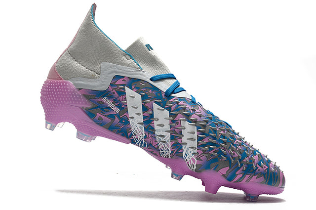 Adidas Predator Freak .1 FG Soccer Cleats – High Top – Gray/Blue/Pink