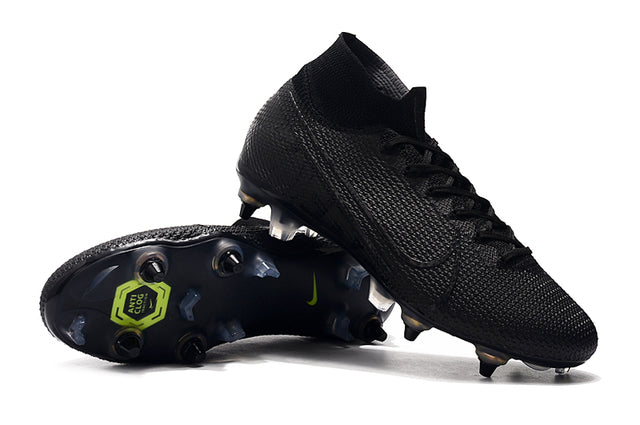 Nike Mercurial Superfly 7 Elite SG-PRO Anti-Clog Traction Football Boots All Black - Cano Alto